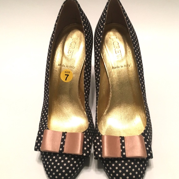 J. CREW Trixie Polka Dot Bow Heel Pump Rare - Picture 7 of 8